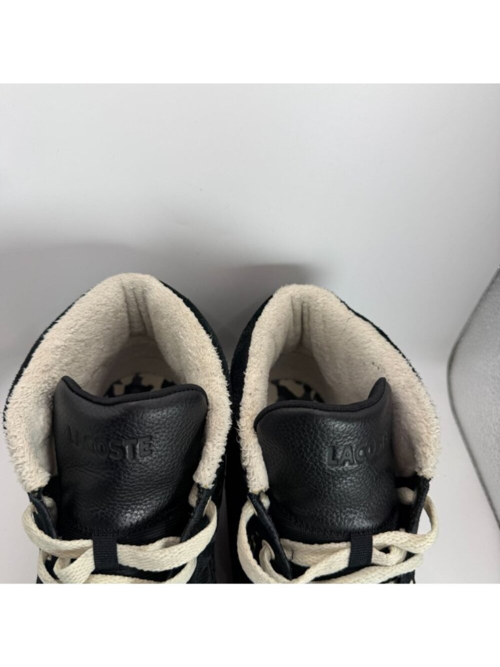 Lacoste Mens Black Mid-Top Sneakers Size 12 Leather & Suede Warm Shoes - Picture 3 of 8